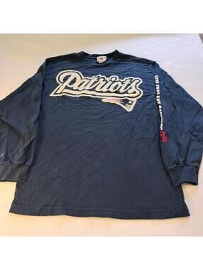 NFL Men’s New England Patriots Long Sleeve Blue Cotton Shirt Medium M
